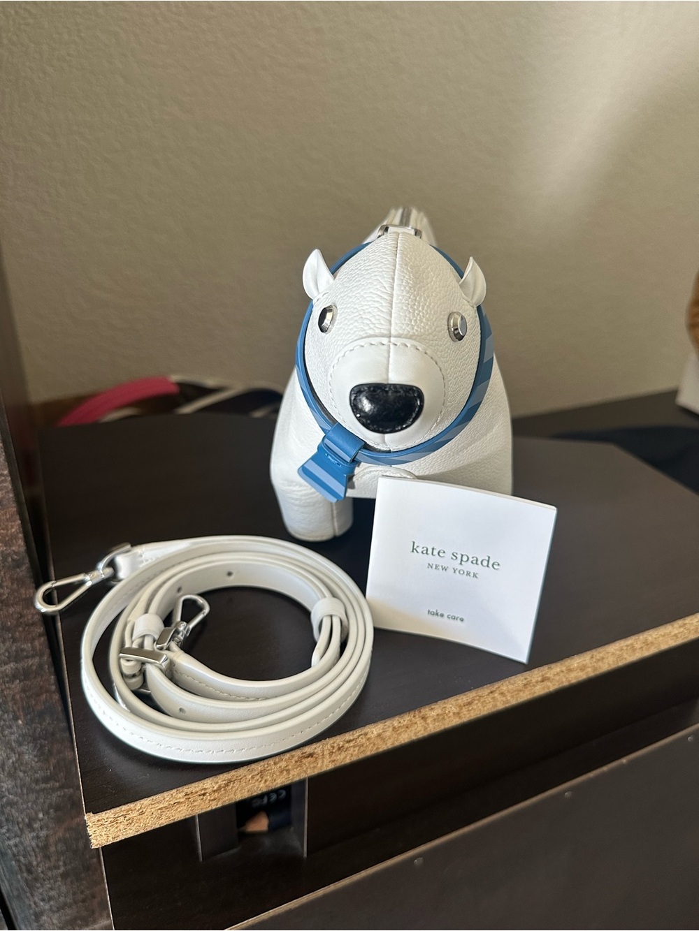 kate spade White Polar Bear Crossbody Bag with Blue Scarf - Picture 11 of 16